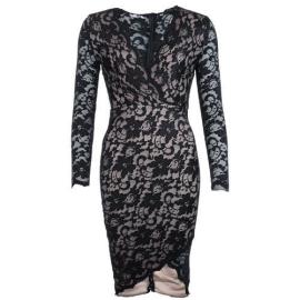 Šaty Ax Paris Womens Contrast Lace Wrap Front Dress Black Velikost - 12 (M)