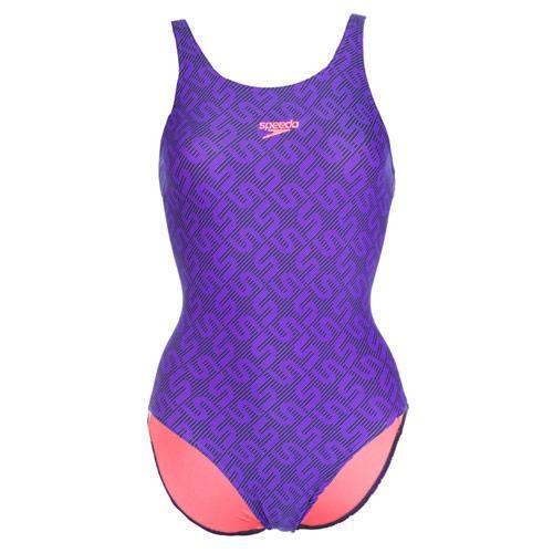 Plavky Speedo Womens Monogram Muscleback Swimsuit Navy, Velikost: 8 (XS)