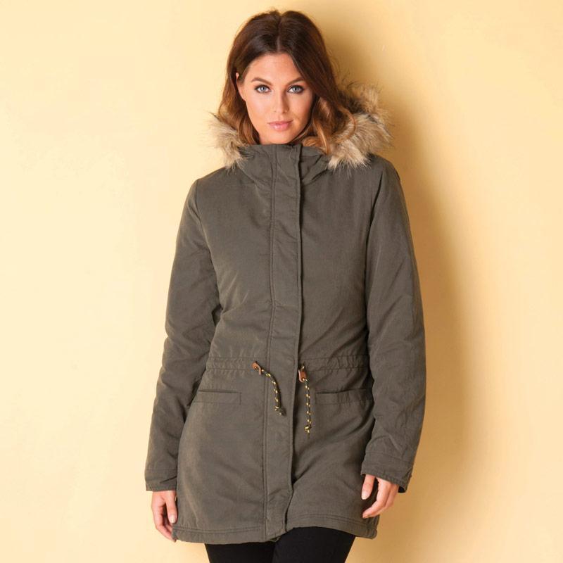 Only Womens Lucca Contrast Parka Khaki, Velikost: 12 (M)