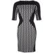 Closet Womens 3 Quarter Sleeve Zig Zag Bodycon Dress Black-White Velikost - 14 (L)