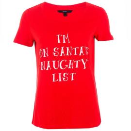 Vero Moda Womens I'm On Santa's T-Shirt Red Velikost - 12 (M)
