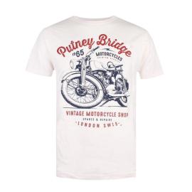 Tričko Putney Bridge Mens Motorcycle Shop T-Shirt White Velikost - M
