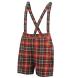 Miso All Over Print Dungaree Shorts Ladies Red/Blk Tartan