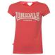 Lonsdale 2 Stripe Logo Crew T Shirt Ladies White/Purp/Teal