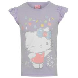 Hello Kitty Kitty Short Sleeved T Shirt Junior Purple Velikost - 9-10 let