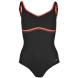 Speedo Contour Luxe Swimming Costume Ladies Blk/Grey/Red