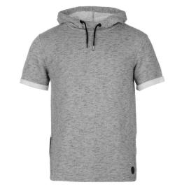 Mikina Firetrap Luxe Short Sleeve Over The Head Hoody Mens Grey Marl Velikost - L