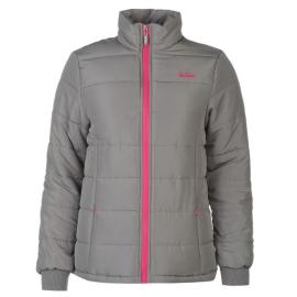 Bunda Lee Cooper Padded Jacket Ladies Grey/Pink Velikost - 14 (L)