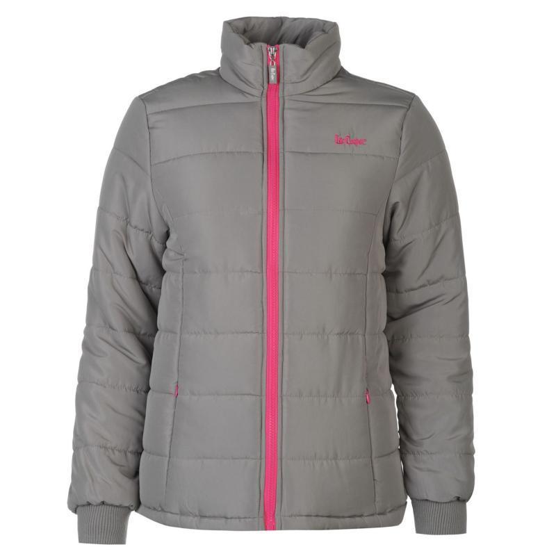 Bunda Lee Cooper Padded Jacket Ladies Grey/Pink, Velikost: 14 (L)