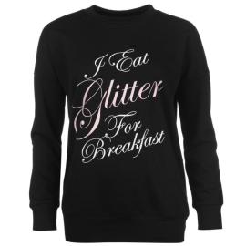 Mikina Golddigga Slogan Sweatshirt Ladies Glitter/Black