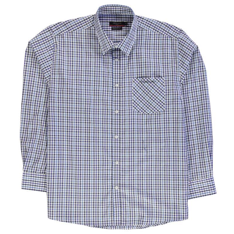 Košile Pierre Cardin XL Long Sleeve Checked Shirt Mens Navy/Blue Chk, Velikost: XXXL