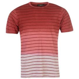 Tričko Pierre Cardin C Stripe Dip Dye Tshirt Mens Burg/White Velikost - M