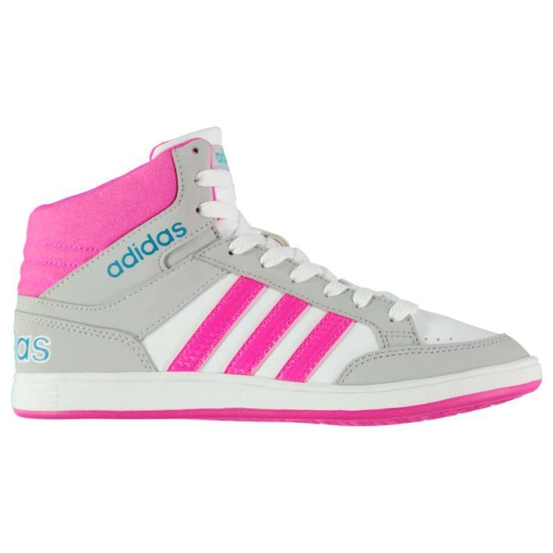 adidas Hoops Child Girls Mid Top Trainers White/Pink, Velikost: C12 (euro 30)