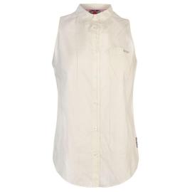 Košile Lee Cooper Sleeveless Shirt Ladies Ecru Chk Velikost - 14 (L)