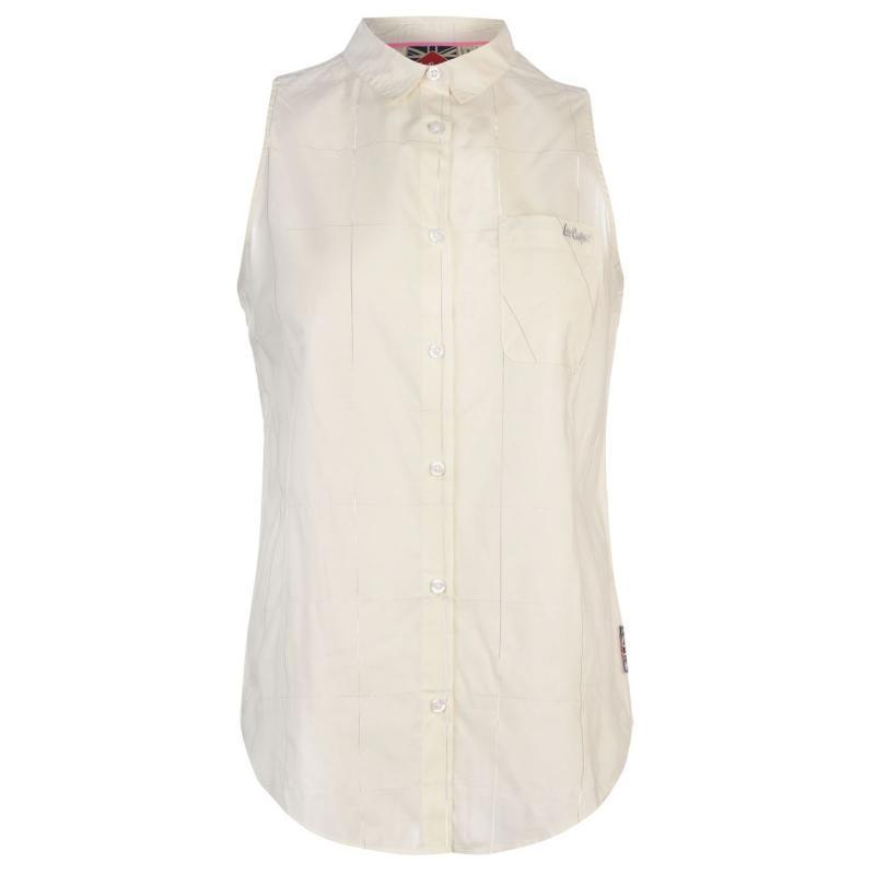 Košile Lee Cooper Sleeveless Shirt Ladies Ecru Chk, Velikost: 14 (L)