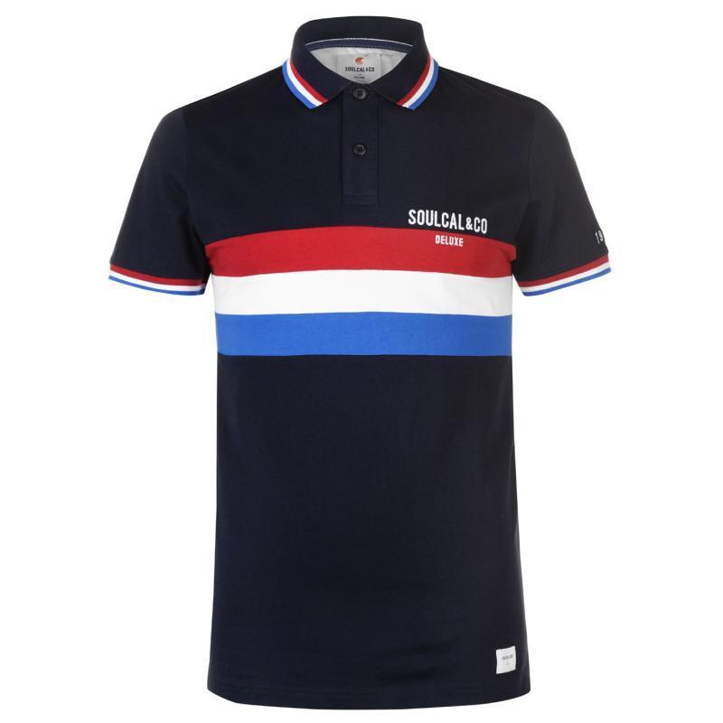 SoulCal Deluxe Cut And Sew Polo Shirt Navy, Velikost: L