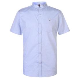 Kangol Short Sleeve Grandad Collar Shirt Mens Blue Velikost - XXL