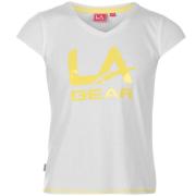 LA Gear Large Logo V Neck TShirt Girls Pink