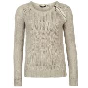 Golddigga Zip Shoulder Knit Jumper Ladies Soft Grey