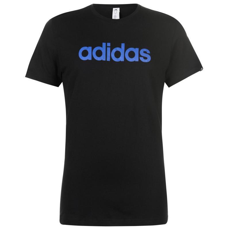 Tričko adidas Linear Logo T Shirt Mens Black/SolarBlue, Velikost: L