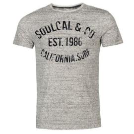 Tričko SoulCal AOP Flock T Shirt Mens Grey Marl Velikost - XL