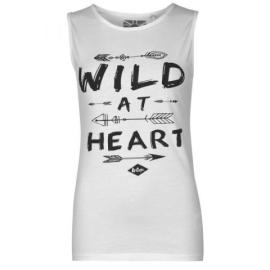 Lee Cooper Wild at Heart Graphic Tank Top Ladies White Velikost - 16 (XL)