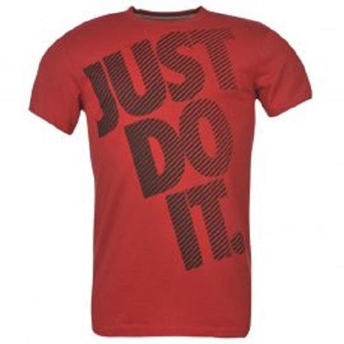 Tričko Nike Just Do It Lines T Shirt Mens Red/Grey, Velikost: M