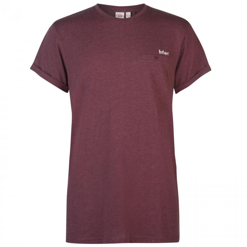 Tričko Lee Cooper Essential Roll Sleeve T Shirt Mens Burgundy Marl, Velikost: L