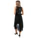 Šaty Mela London Womens Flower Top High Low Dress Black