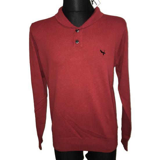 Elegantní pánský svetr s límečkem červená, Velikost: L