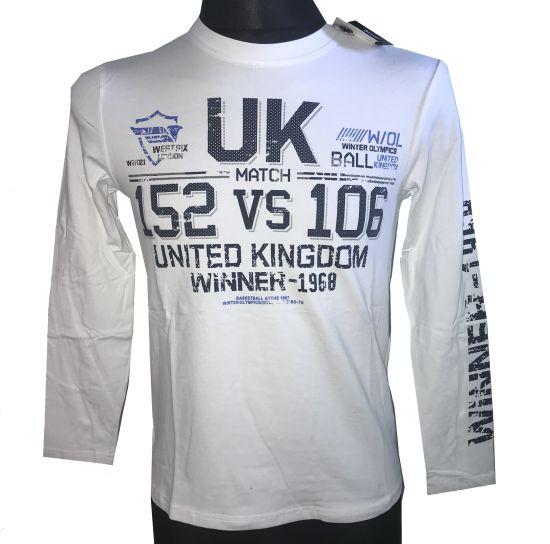 Tričko s dlouhým rukávém UK Winner - 1968 bílá, Velikost: XL