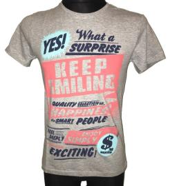 Pánské tričko Keep Smiling s krátkým rukávem šedá Velikost - XXL