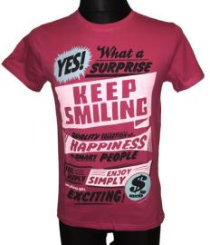 Pánské tričko Keep Smiling s krátkým rukávem růžová Velikost - M