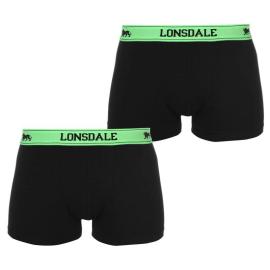 Spodní prádlo Lonsdale 2 Pack Trunks Mens Black/Fl Green Velikost - M