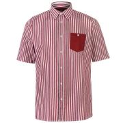 Pierre Cardin Pocket Detail Striped Short Sleeve Shirt Mens Burg/White