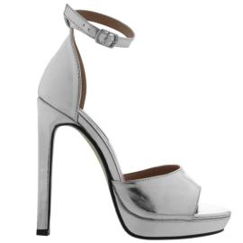 Sarah Jane Metallic Heels Ladies Silver Velikost - UK6,5 (euro 40)