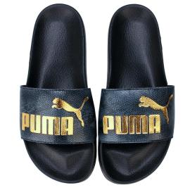 Boty Puma Womens Leadcat Snake Lux Slide Sandals Black Gold Velikost - UK3 (euro 36)