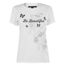 M Collection Classic T Shirt Ladies White Floral Velikost - 16 (XL)