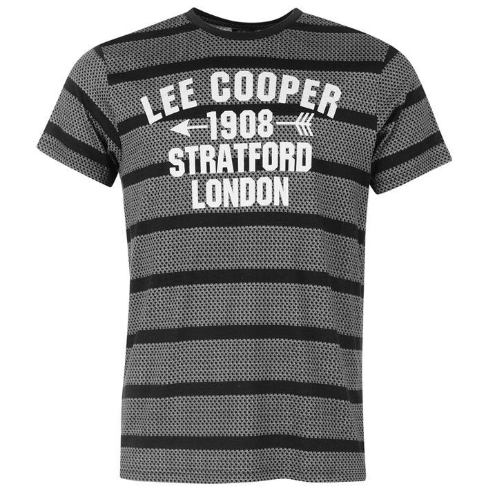 Pánské triko Lee Cooper Char-blk- stripe, Velikost: L