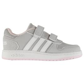 Adidas Hoops Nubuck Infant Girls Trainers LtGrey/Wht/Pink Velikost - C6 (euro 23)