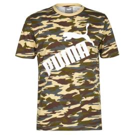 Tričko Puma Camo Logo QT T Shirt Mens Black/Camo Velikost - XL