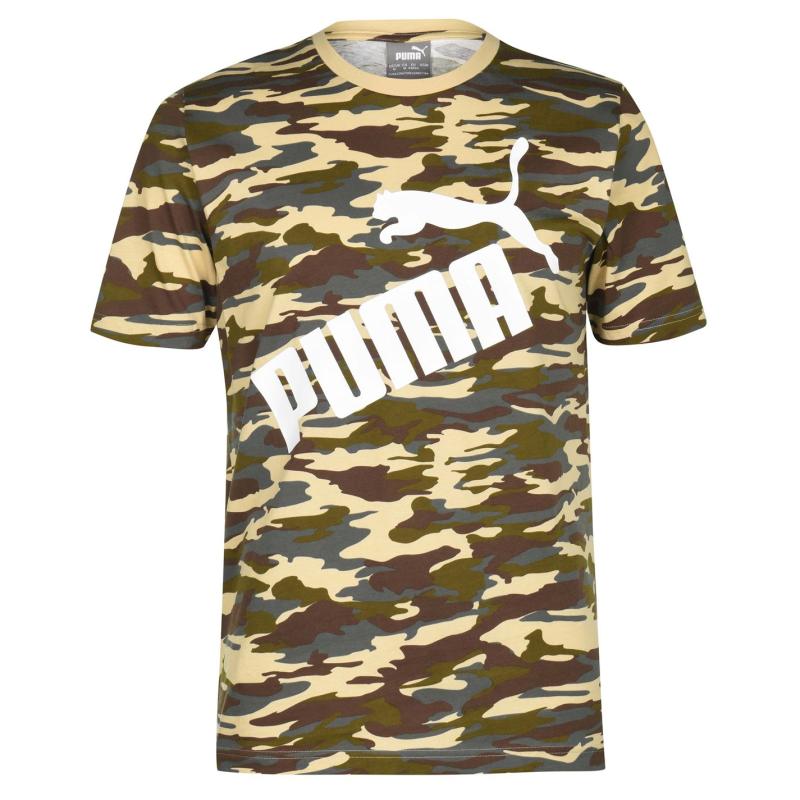 Tričko Puma Camo Logo QT T Shirt Mens Black/Camo, Velikost: XL
